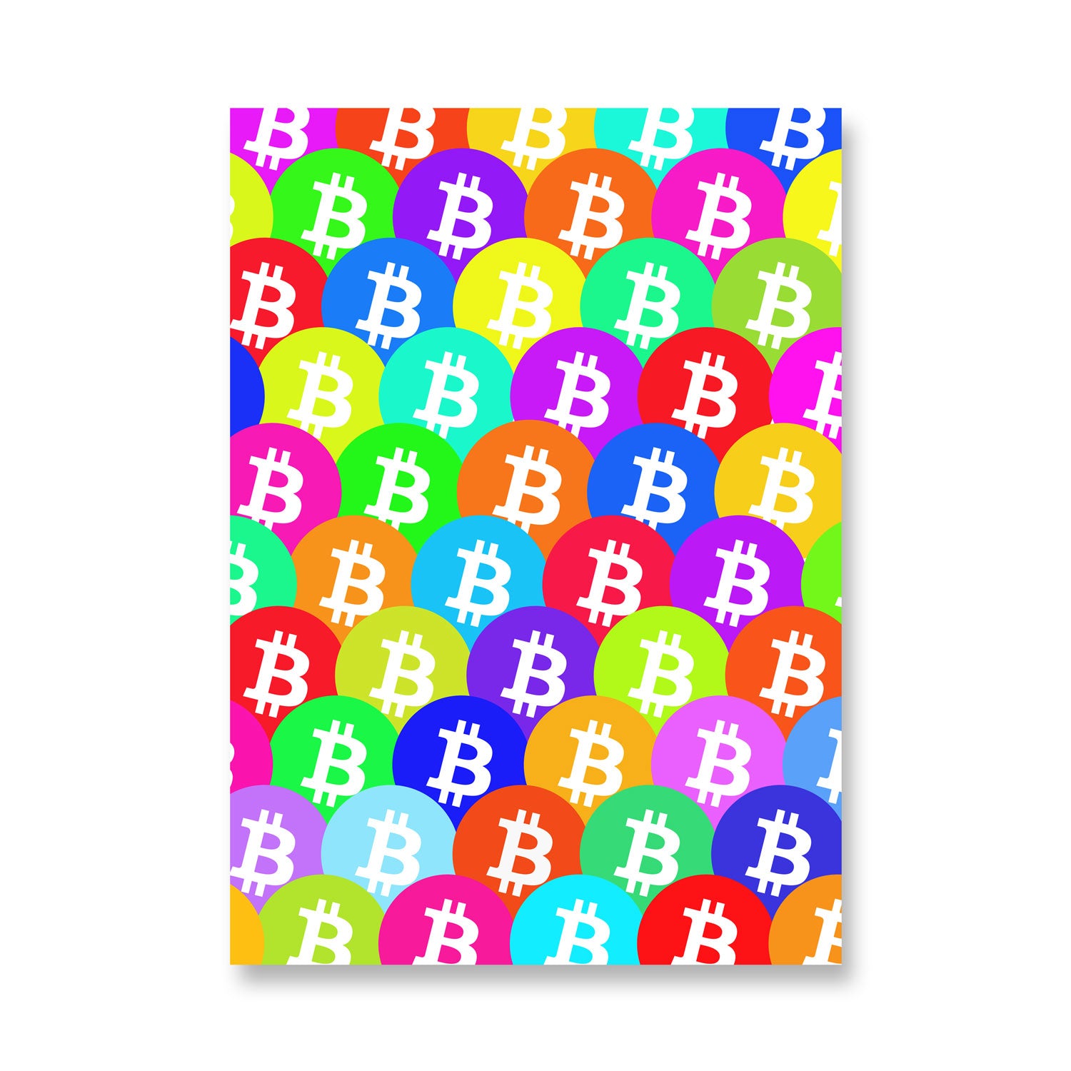 colored bitcoin logo print crypto posters large wall art