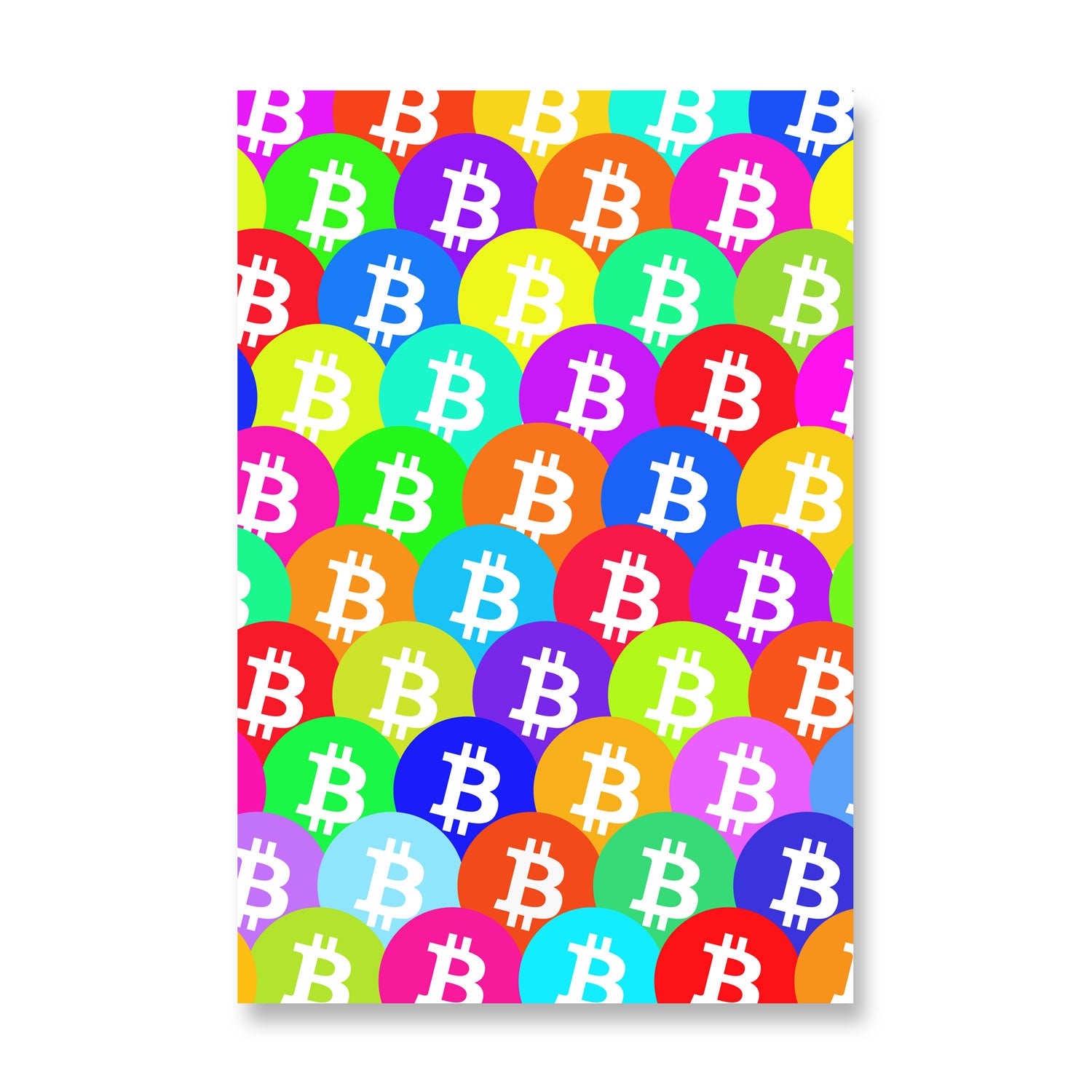 colored bitcoin logo print crypto posters large wall art