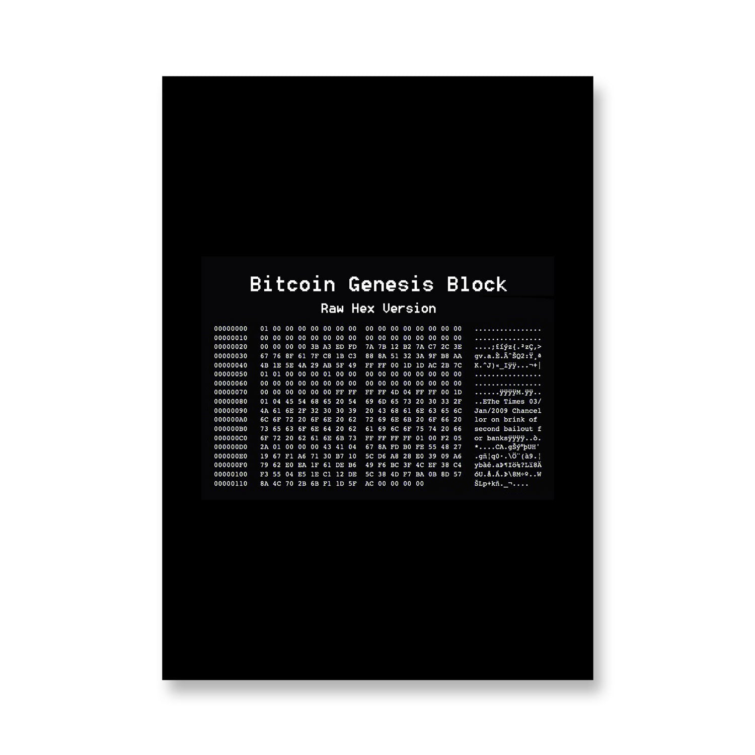 bitcoin genesis block poster for bitcoin maximalist large wall art