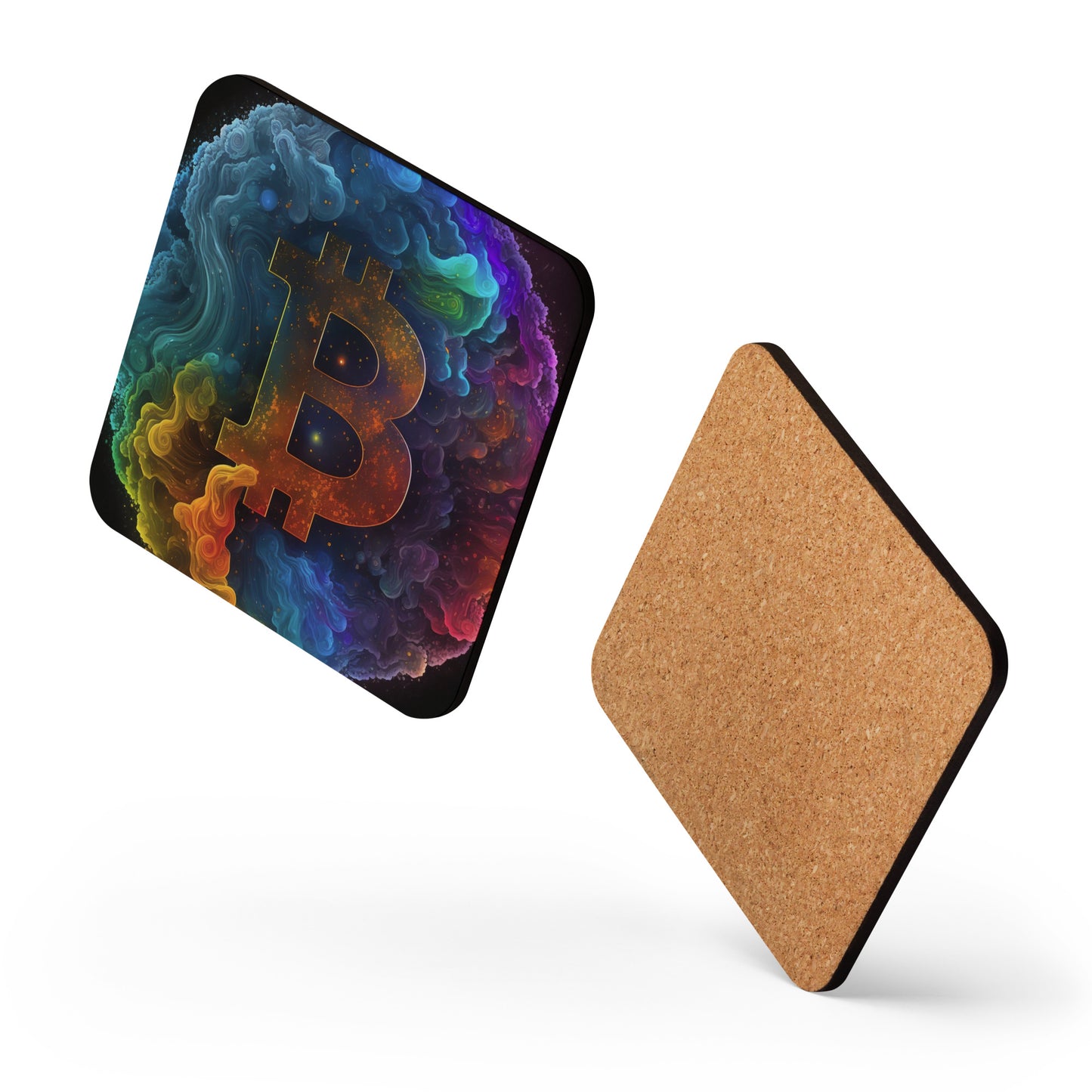 Bitcoin Color Cork-back Coaster