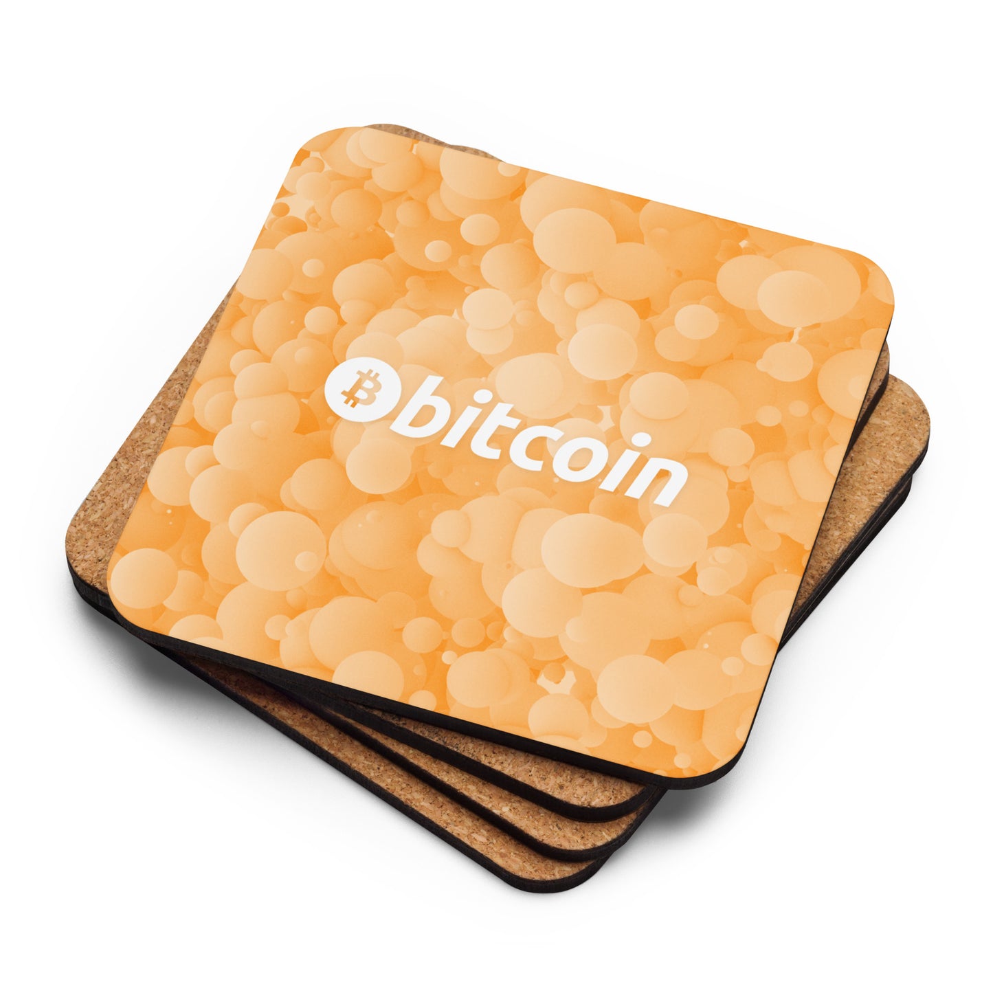 bitcoin logo cork back coaster
