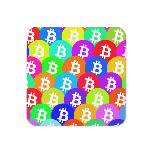 bitcoin colored logo cork back coaster