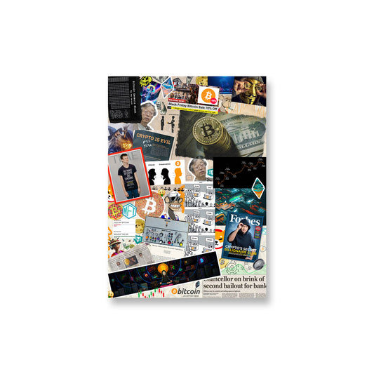 crypto collage poster web3 wall art inspired by crypto and blockchain